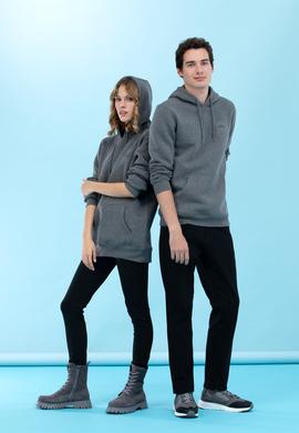 Antrasit Melanj Kapüşonlu Basic Sweatshirt - 50273935111