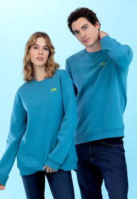 Petrol Bisiklet Yaka Basic Sweatshirt - 50276089121