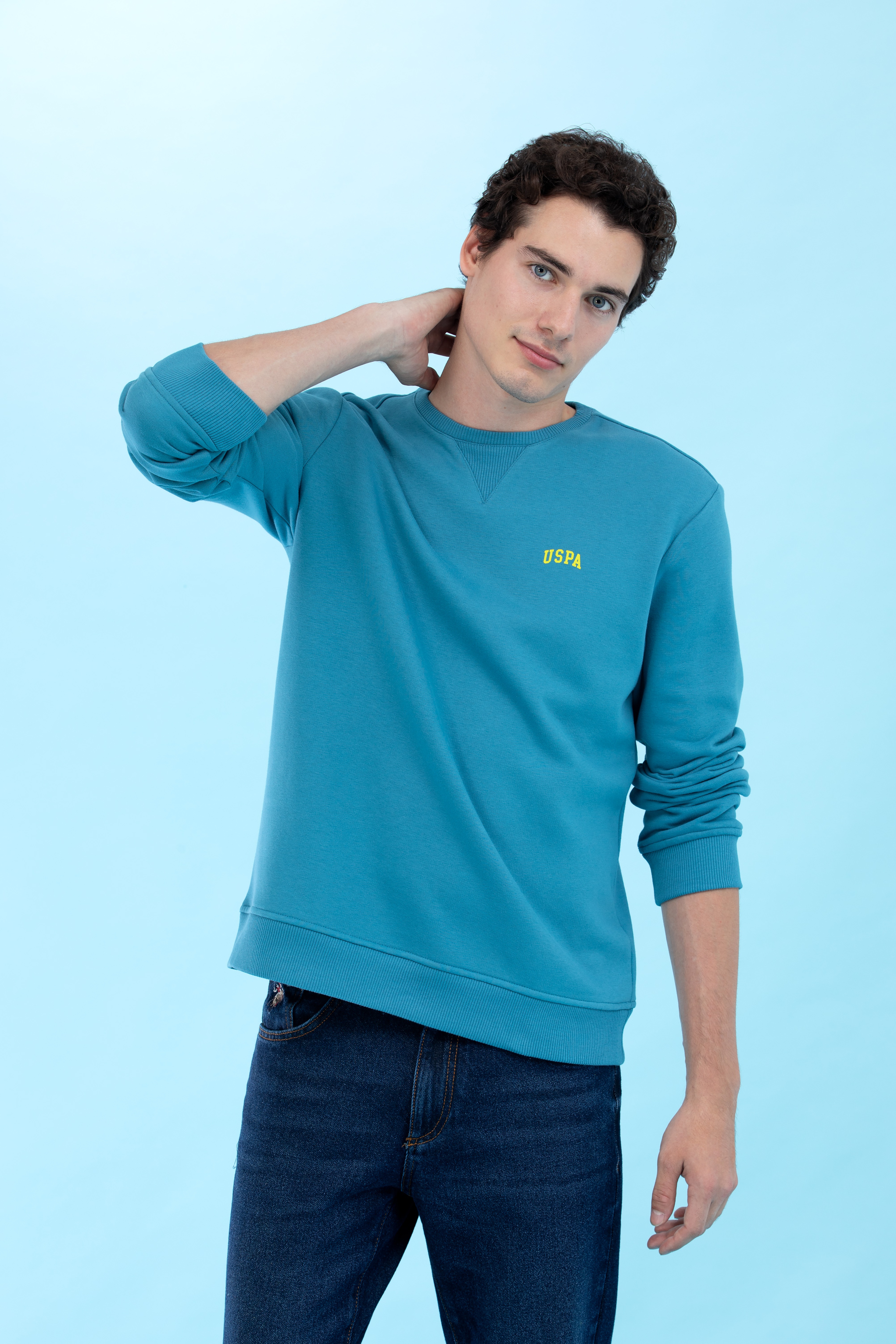 Petrol Bisiklet Yaka Basic Sweatshirt