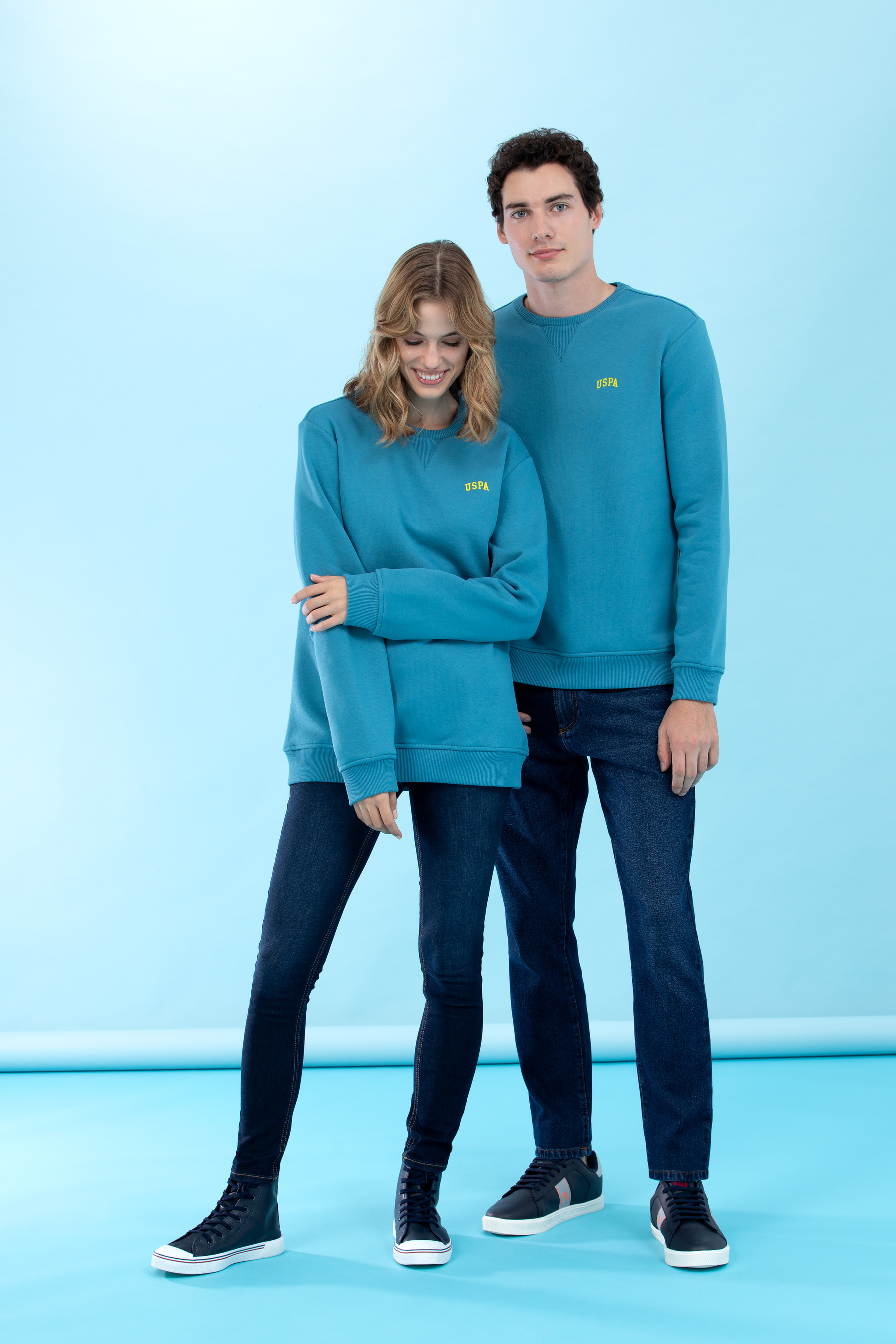 Petrol Bisiklet Yaka Basic Sweatshirt