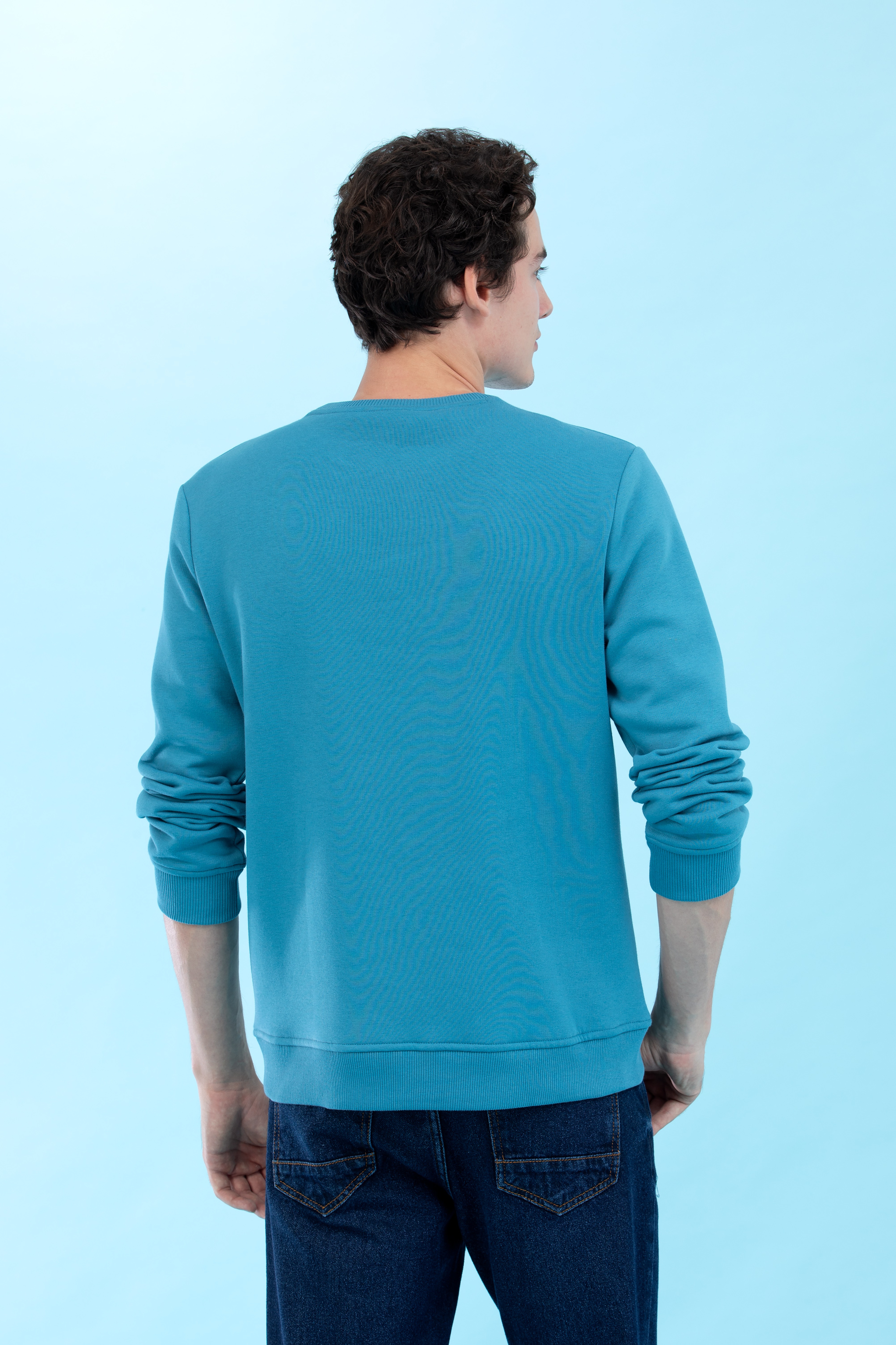 Petrol Bisiklet Yaka Basic Sweatshirt