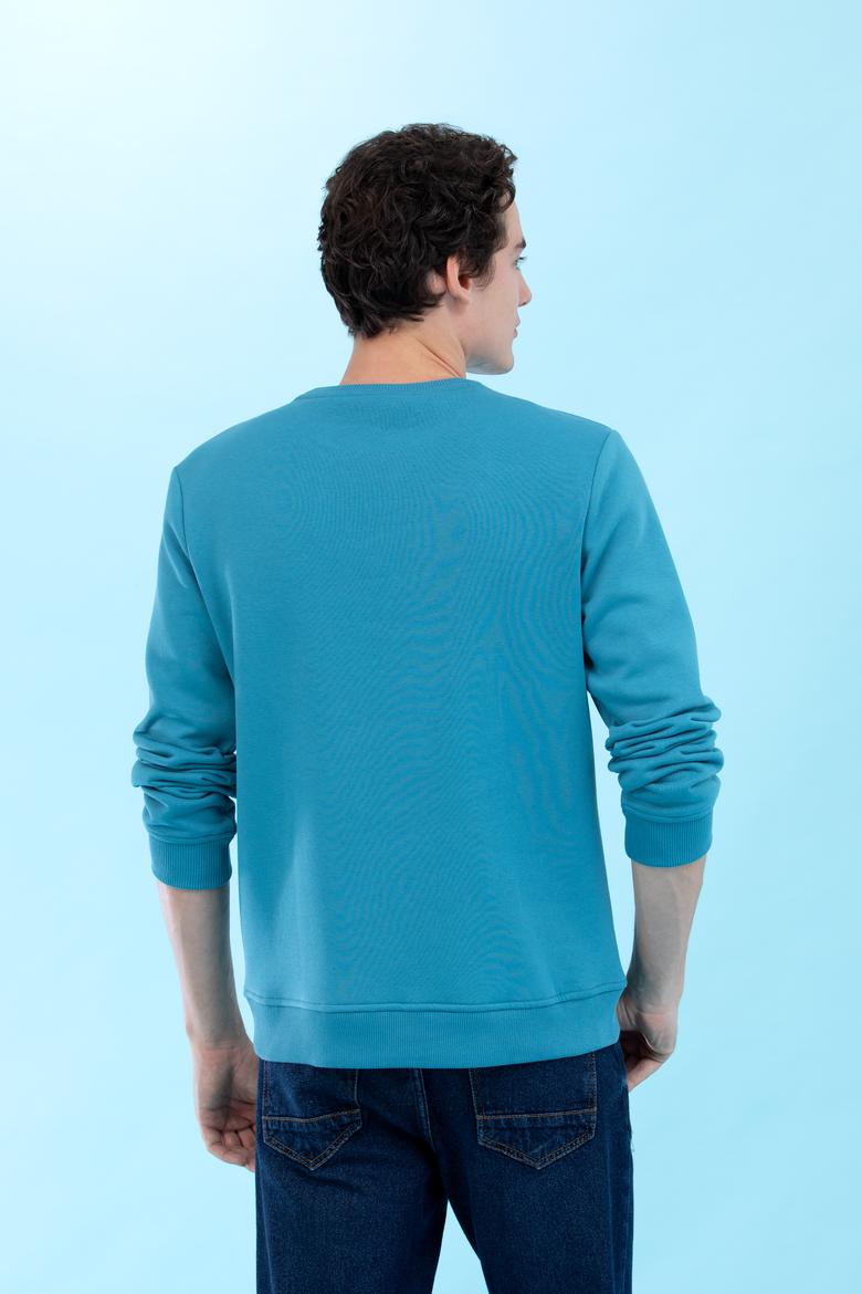 Petrol Bisiklet Yaka Basic Sweatshirt - 50276089121