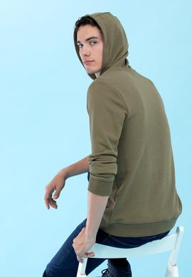 Haki Kapüşonlu Basic Sweatshirt - 50273736123