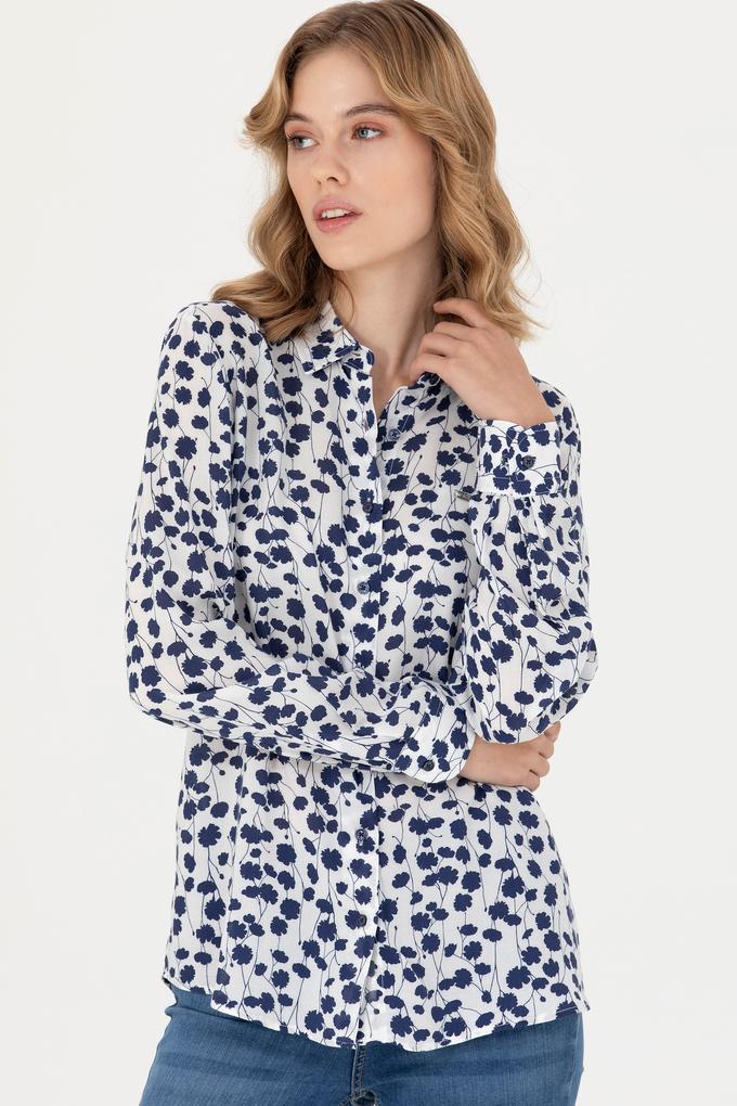 Kadın Lacivert Uzun Kollu Gömlek