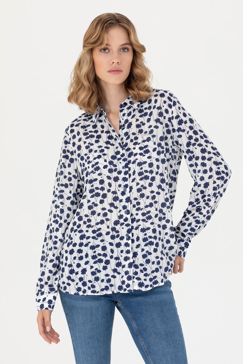 Kadın Lacivert Uzun Kollu Gömlek - 50267242002