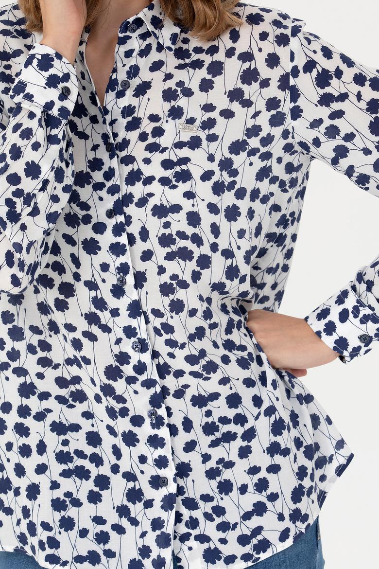 Kadın Lacivert Uzun Kollu Gömlek - 50267242002