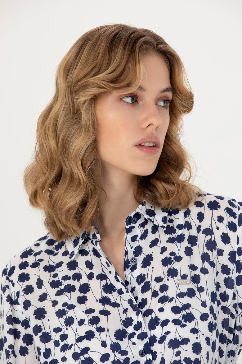 Kadın Lacivert Uzun Kollu Gömlek - 50267242002