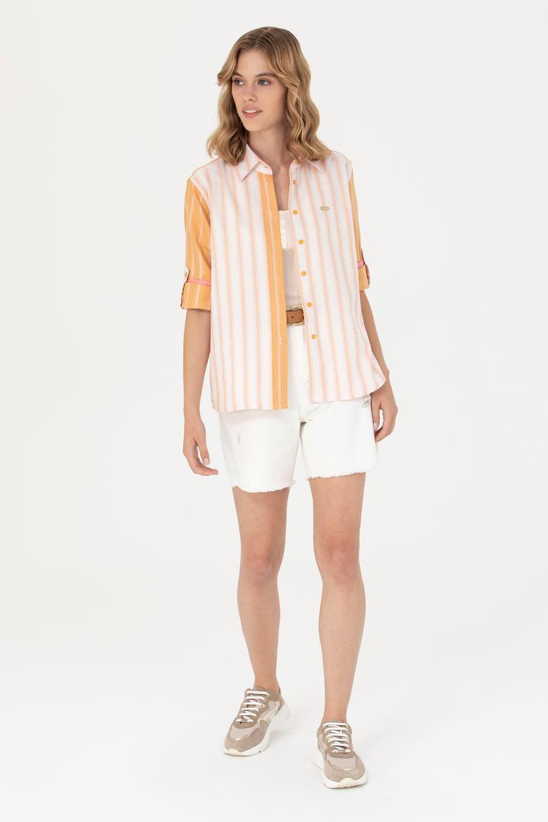 Kadın Beyaz Jean Şort - 50266241001