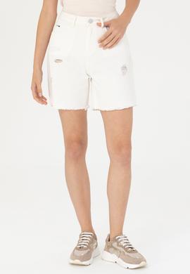 Kadın Beyaz Jean Şort - 50266241001