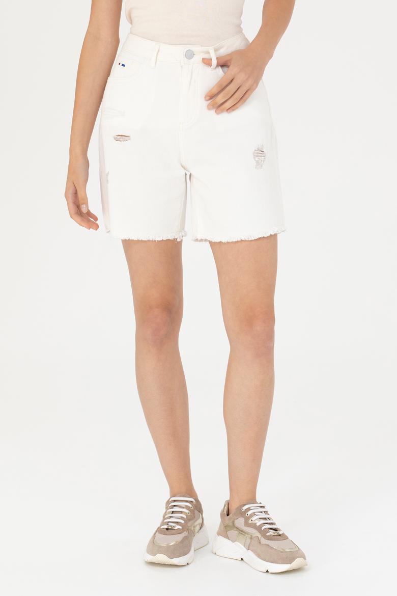 Kadın Beyaz Jean Şort - 50266241001