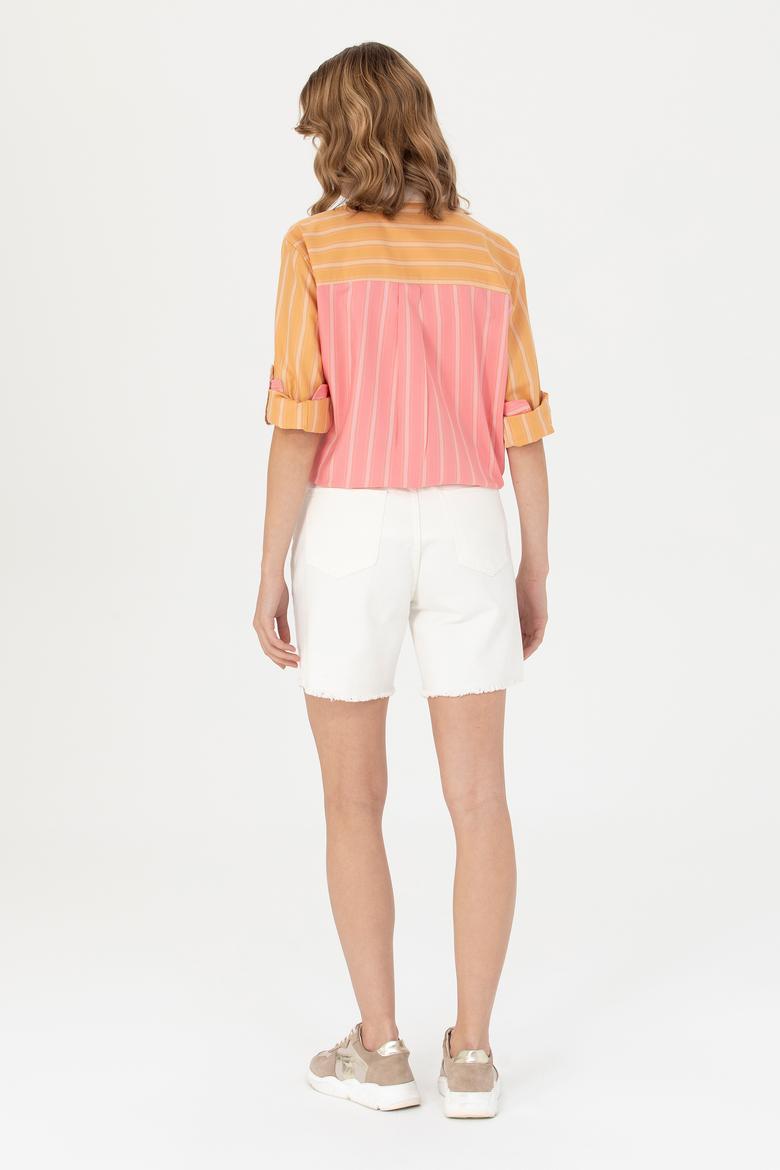 Kadın Beyaz Jean Şort - 50266241001