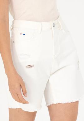 Kadın Beyaz Jean Şort - 50266241001