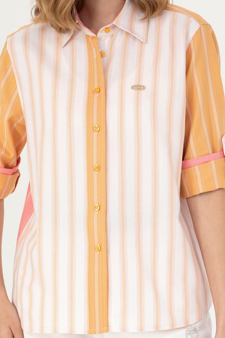 Kadın Hardal Uzun Kollu Gömlek - 50271748014