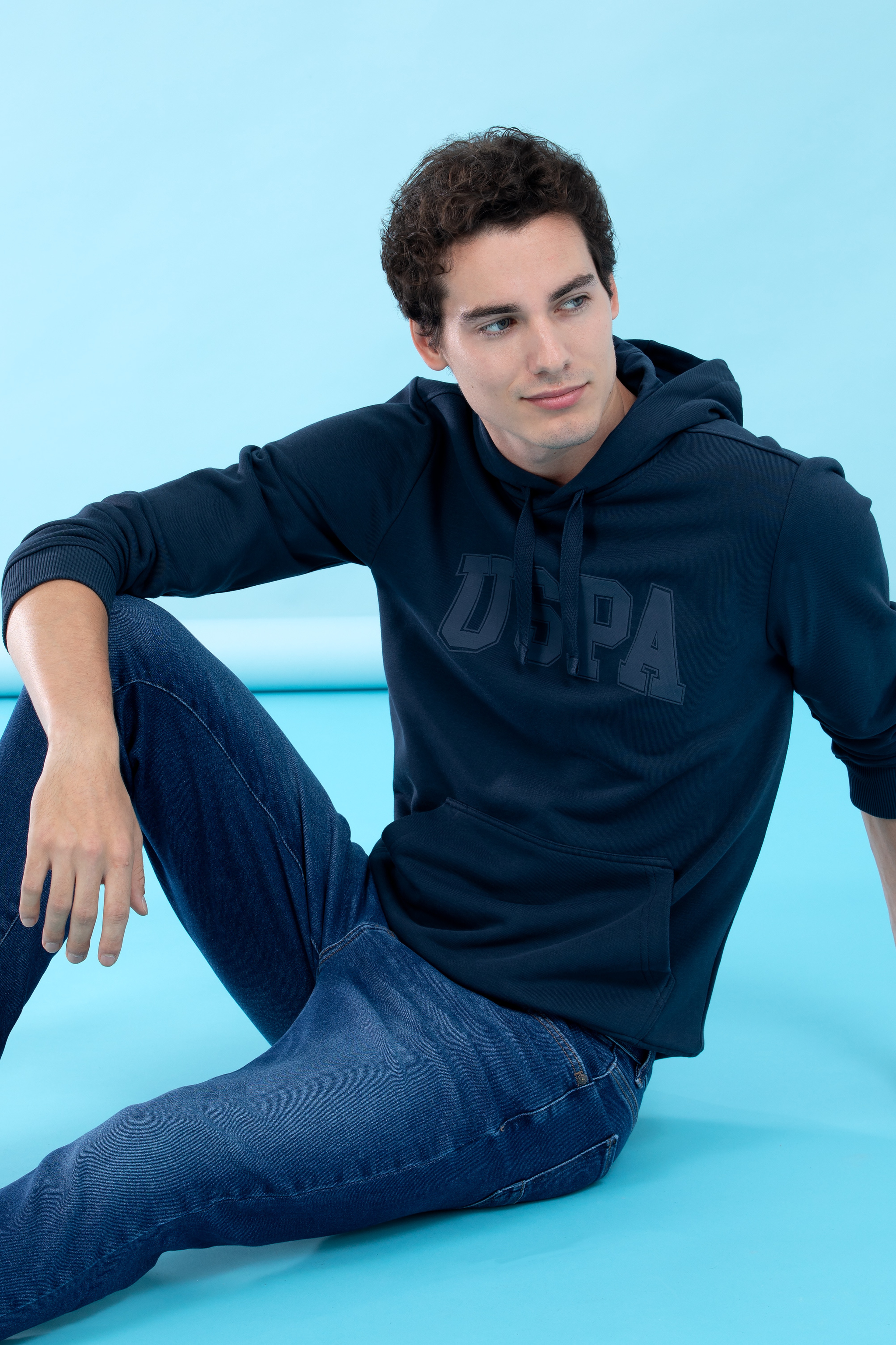 Lacivert Kapüşonlu Basic Sweatshirt
