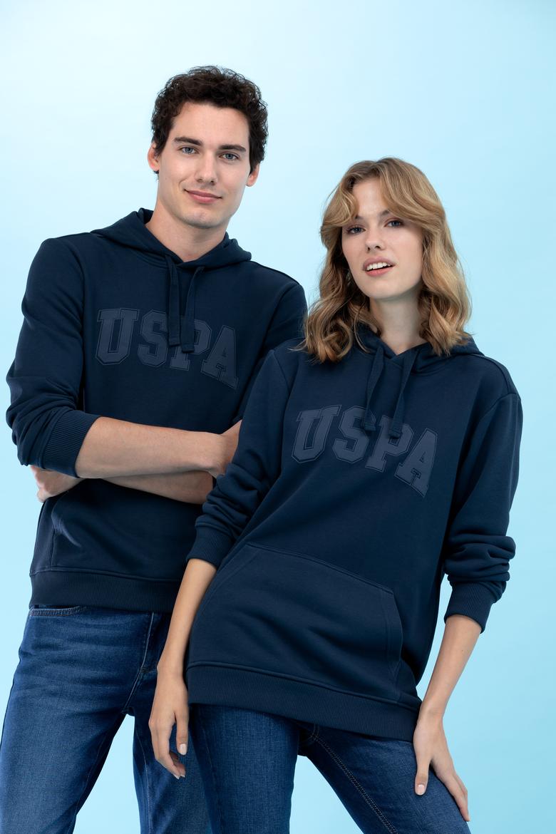 Lacivert Kapüşonlu Basic Sweatshirt