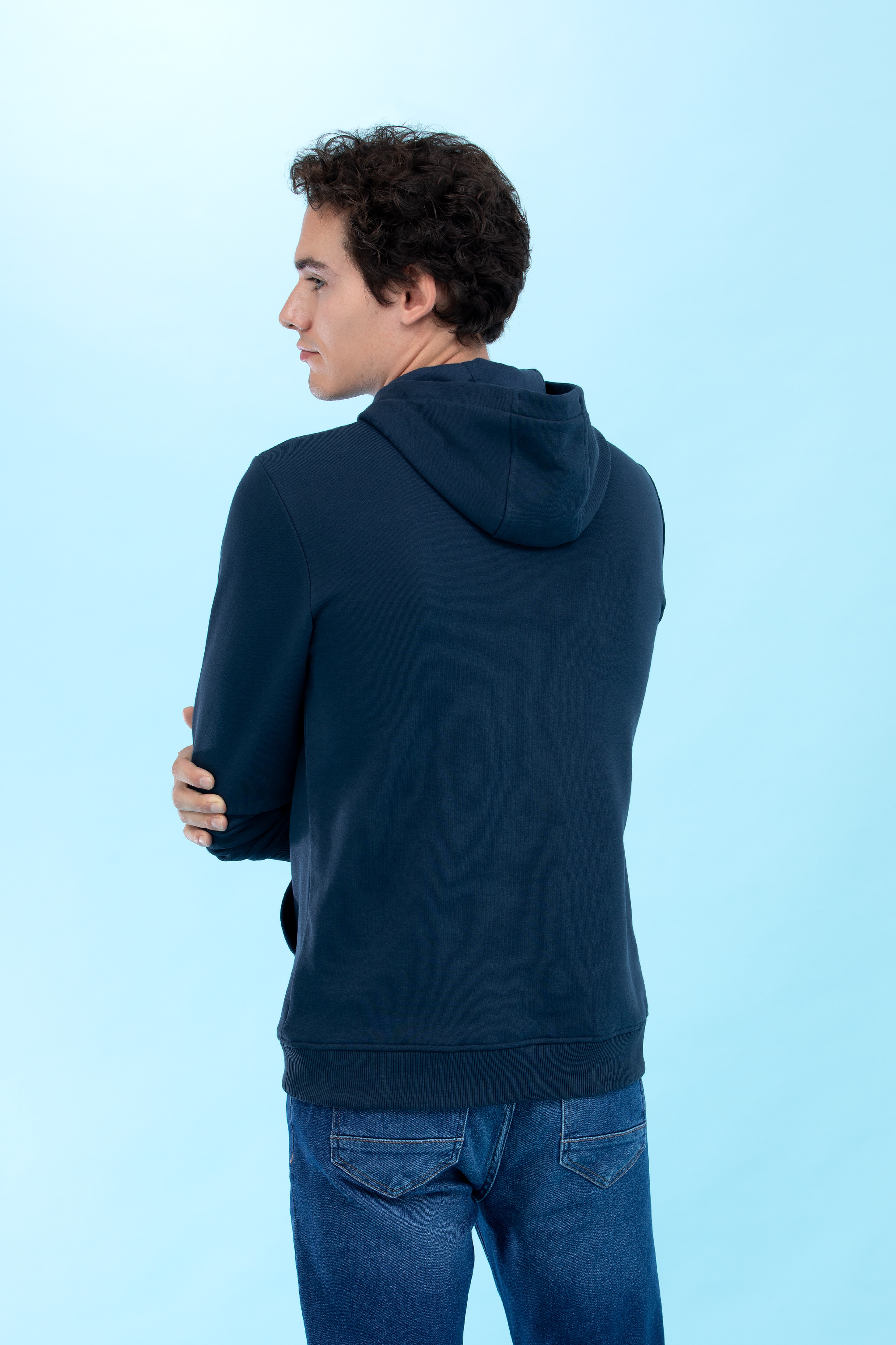 Lacivert Kapüşonlu Basic Sweatshirt