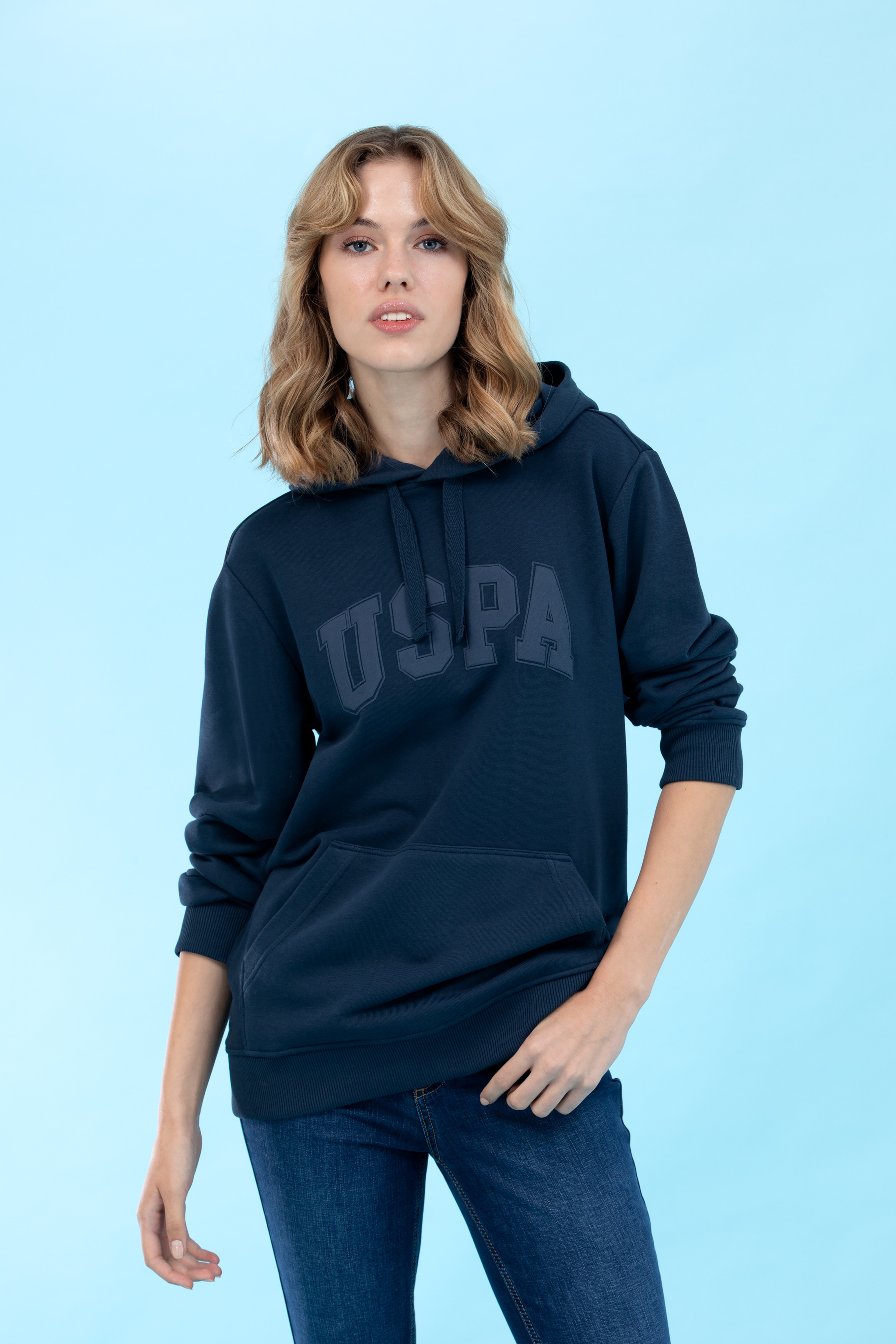 Lacivert Kapüşonlu Basic Sweatshirt - Image 6
