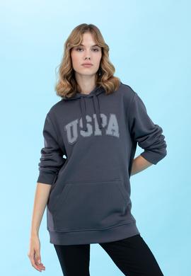 Antrasit Kapüşonlu Basic Sweatshirt - 50273736112