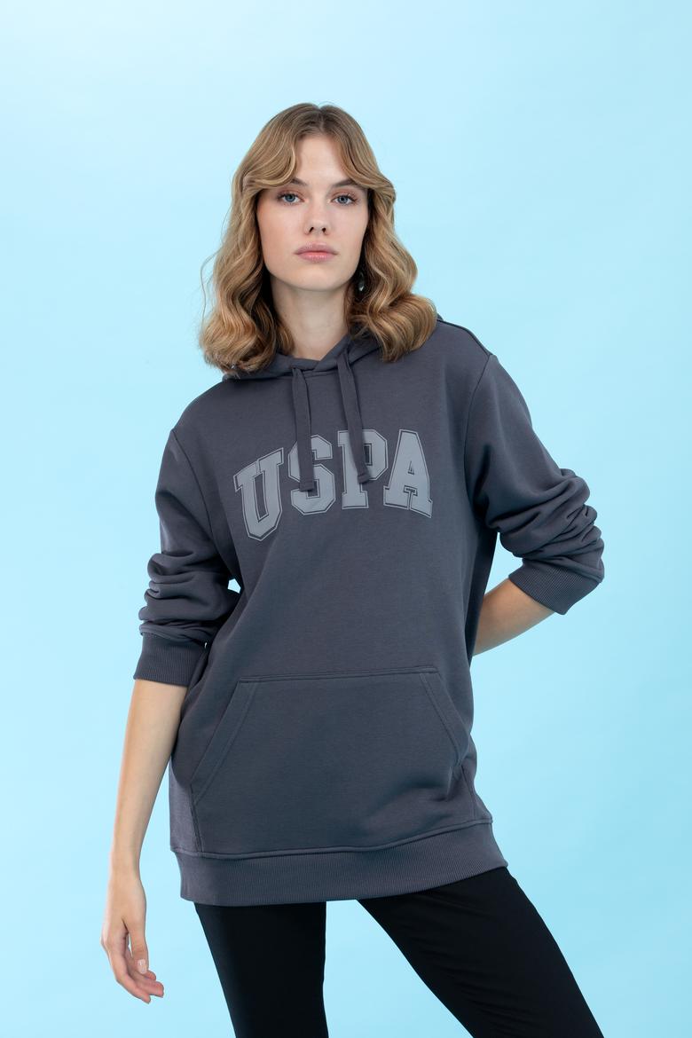 Antrasit Kapüşonlu Basic Sweatshirt - 50273736112