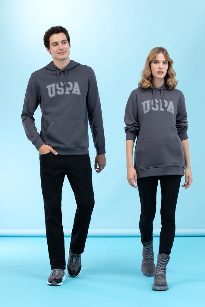 Antrasit Kapüşonlu Basic Sweatshirt