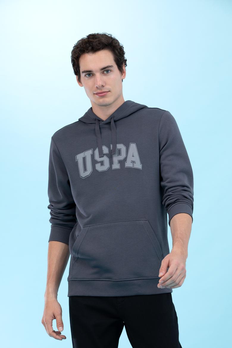 Antrasit Kapüşonlu Basic Sweatshirt - 50273736112