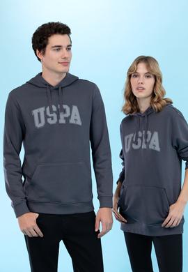 Antrasit Kapüşonlu Basic Sweatshirt - 50273736112