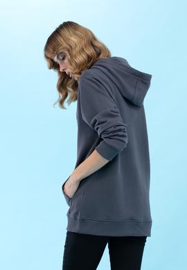 Antrasit Kapüşonlu Basic Sweatshirt - 50273736112