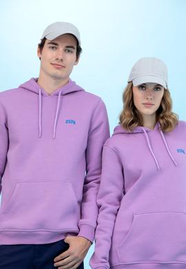 Lila Kapüşonlu Basic Sweatshirt - 50273935091