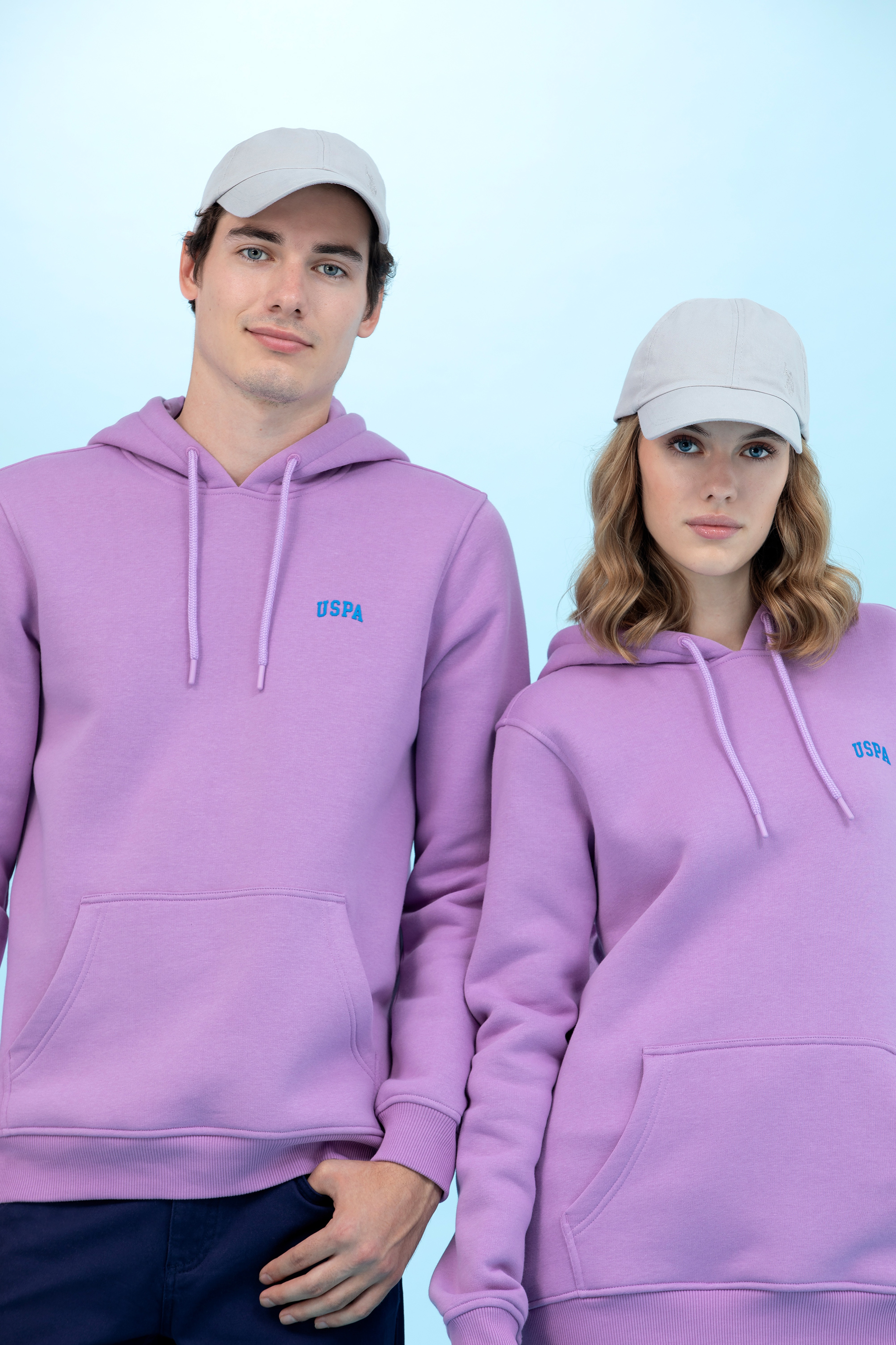 Lila Kapüşonlu Basic Sweatshirt