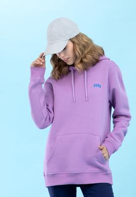 Lila Kapüşonlu Basic Sweatshirt - 50273935091