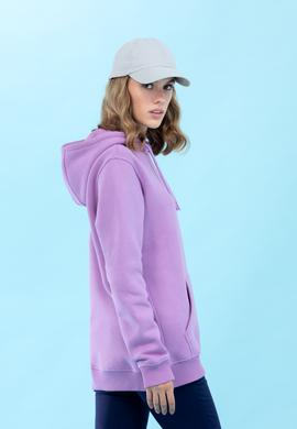 Lila Kapüşonlu Basic Sweatshirt - 50273935091