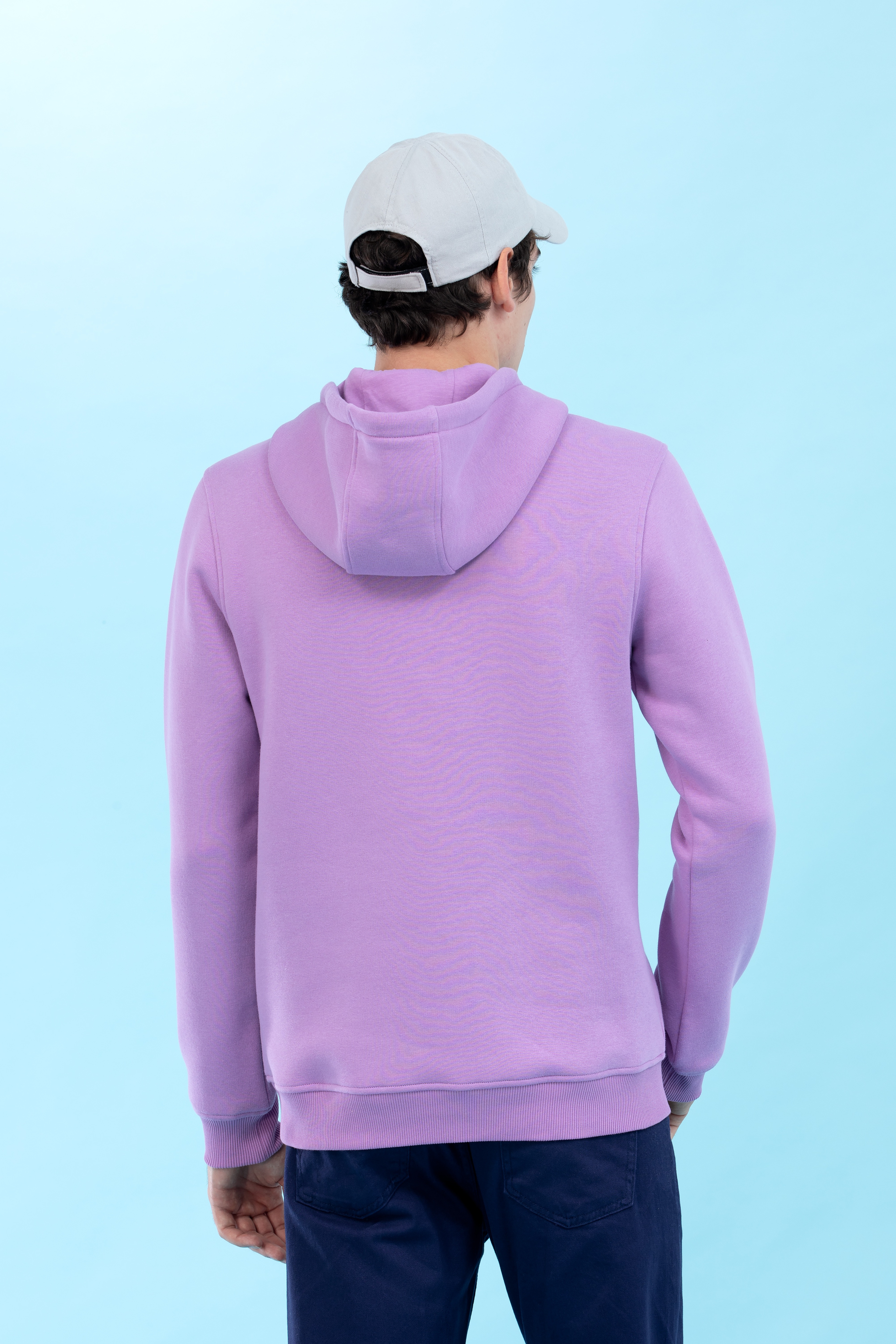 Lila Kapüşonlu Basic Sweatshirt - Image 7