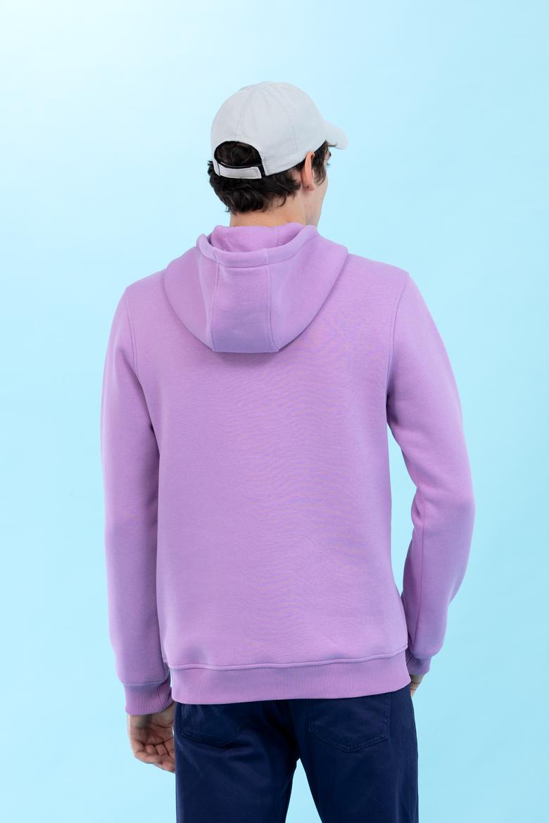 Lila Kapüşonlu Basic Sweatshirt - 50273935091
