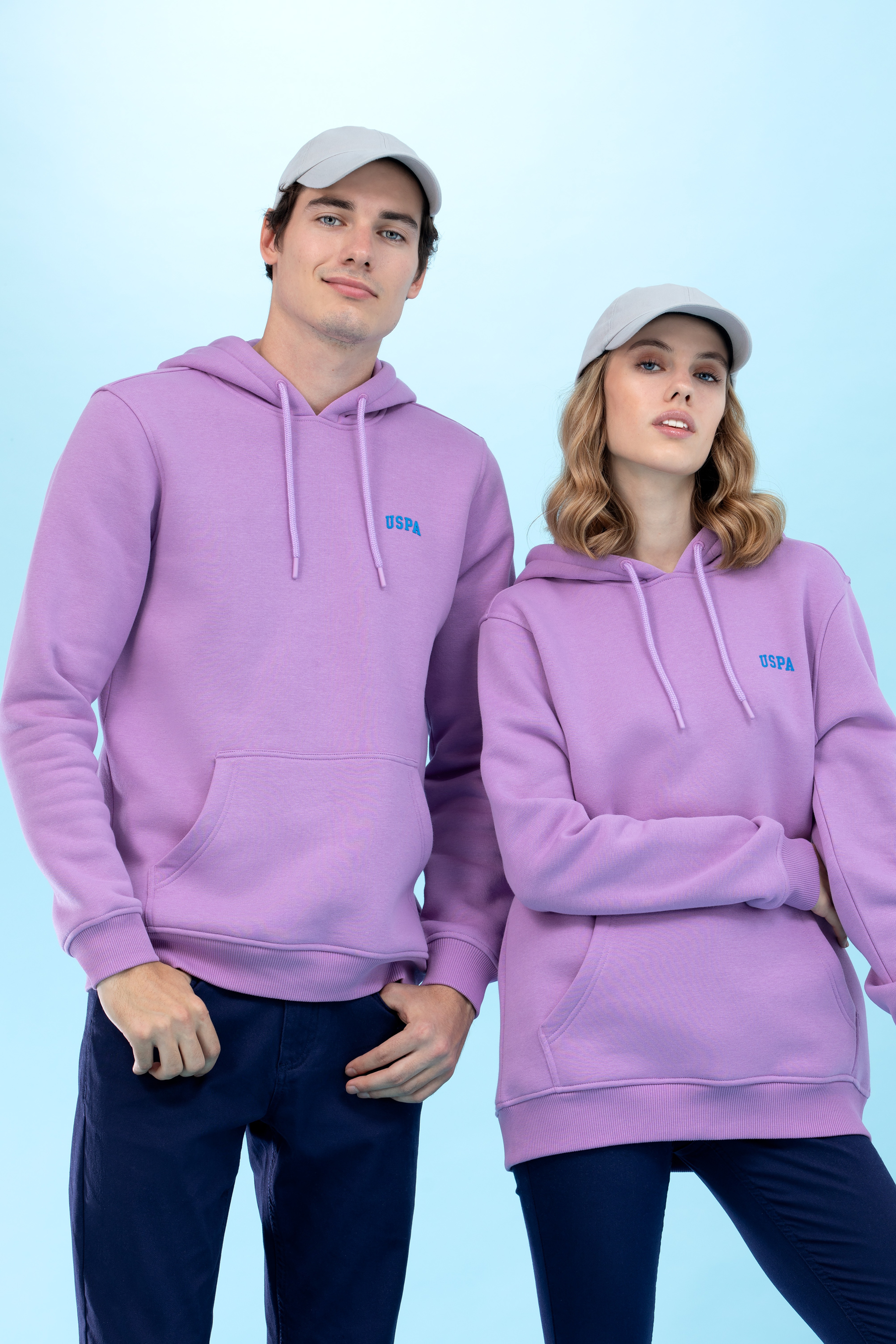 Lila Kapüşonlu Basic Sweatshirt