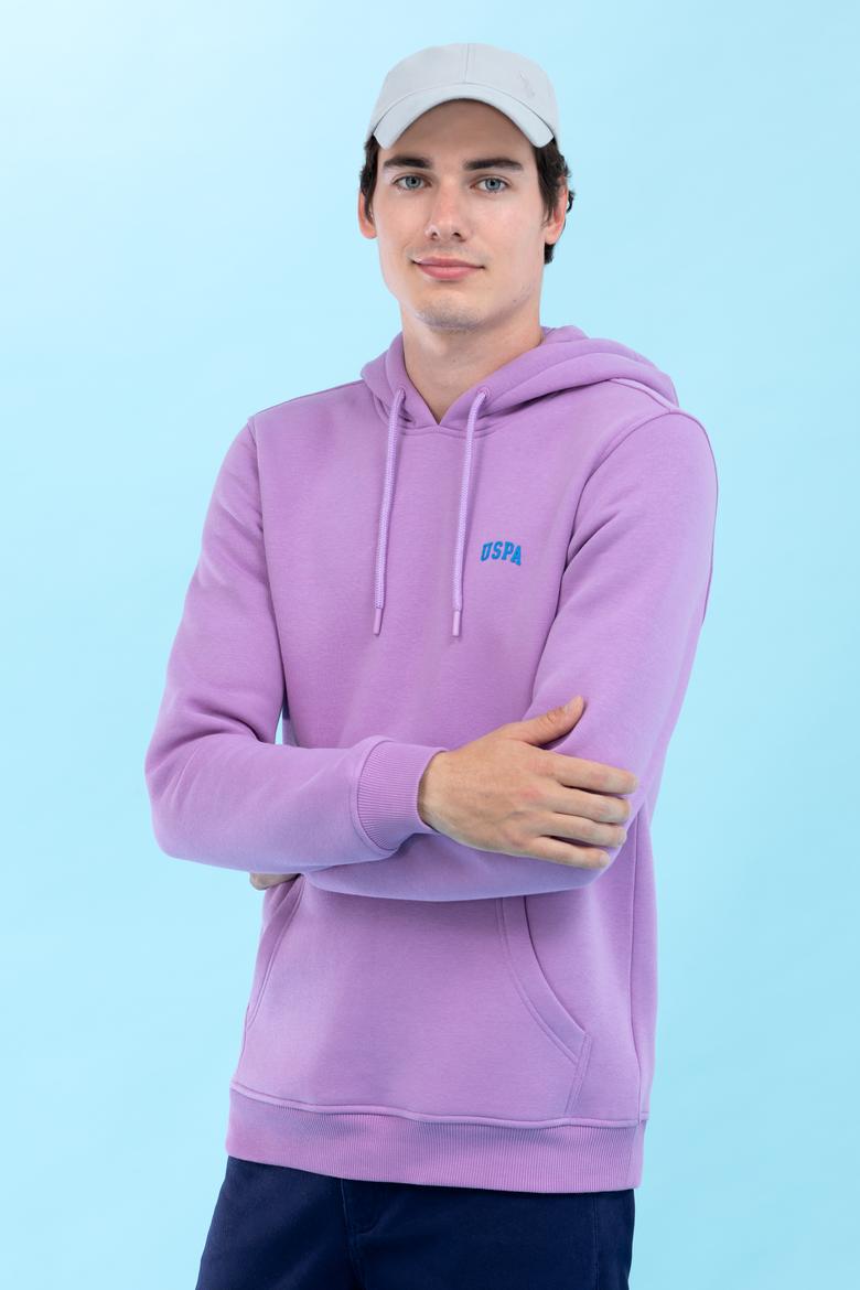 Lila Kapüşonlu Basic Sweatshirt - 50273935091