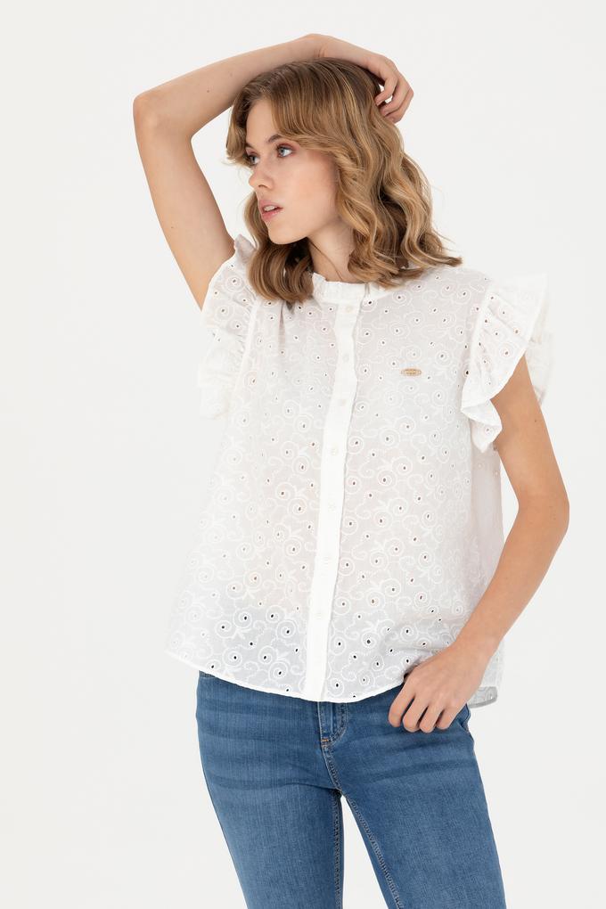 Kadın Beyaz Kısa Kollu Gömlek