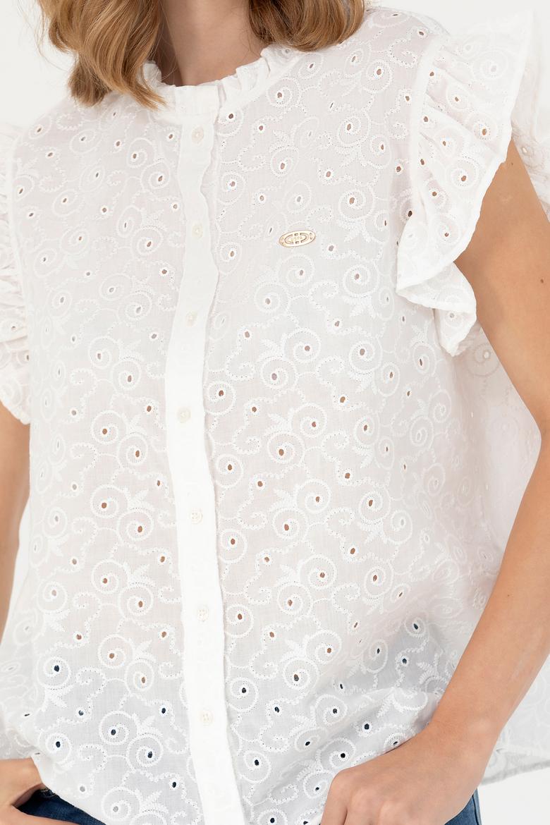 Kadın Beyaz Kısa Kollu Gömlek - 50267489029