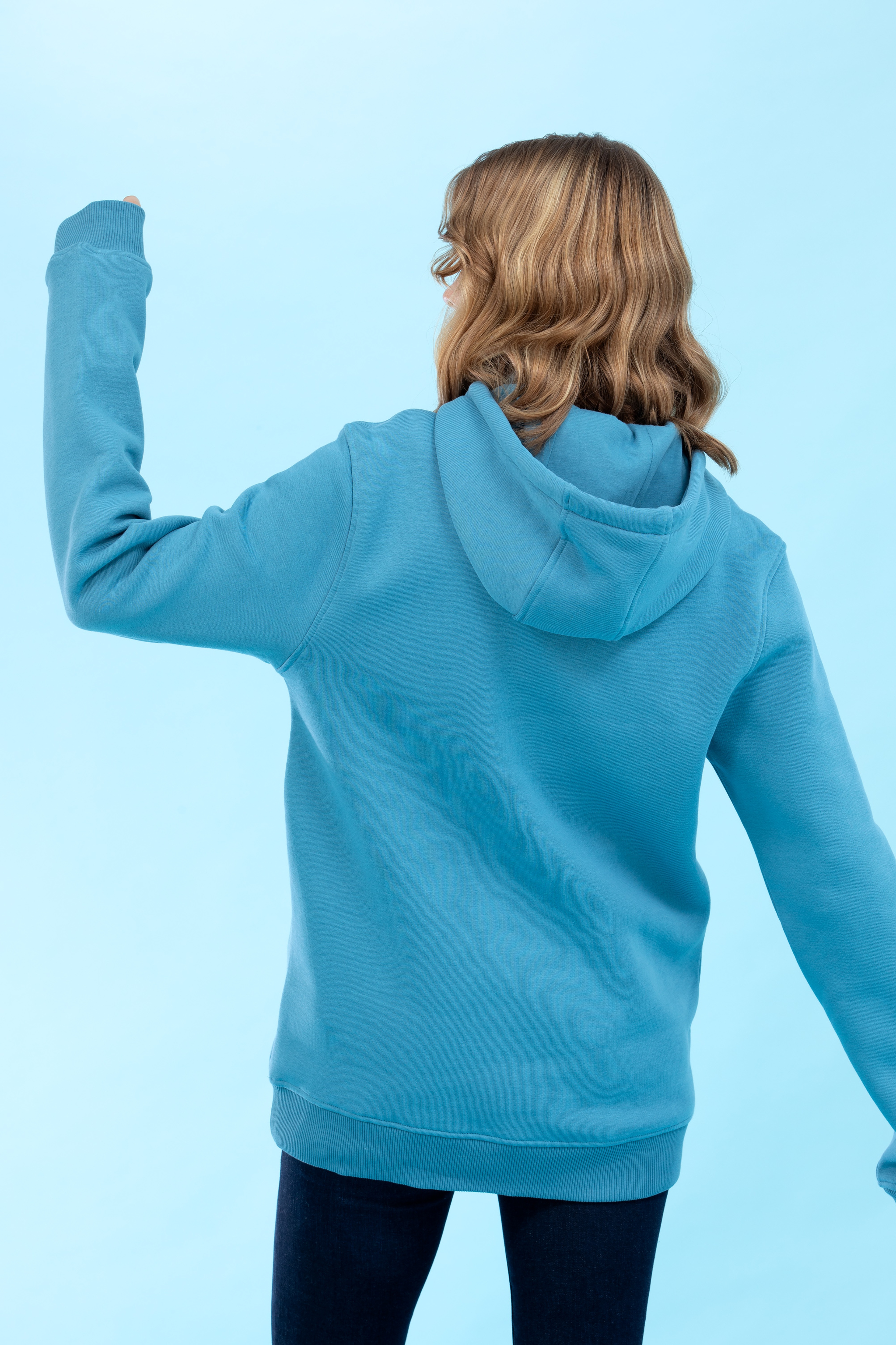 Petrol Kapüşonlu Basic Sweatshirt
