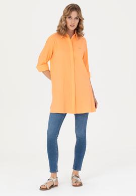 Kadın Somon Uzun Kollu Gömlek - 50269732019