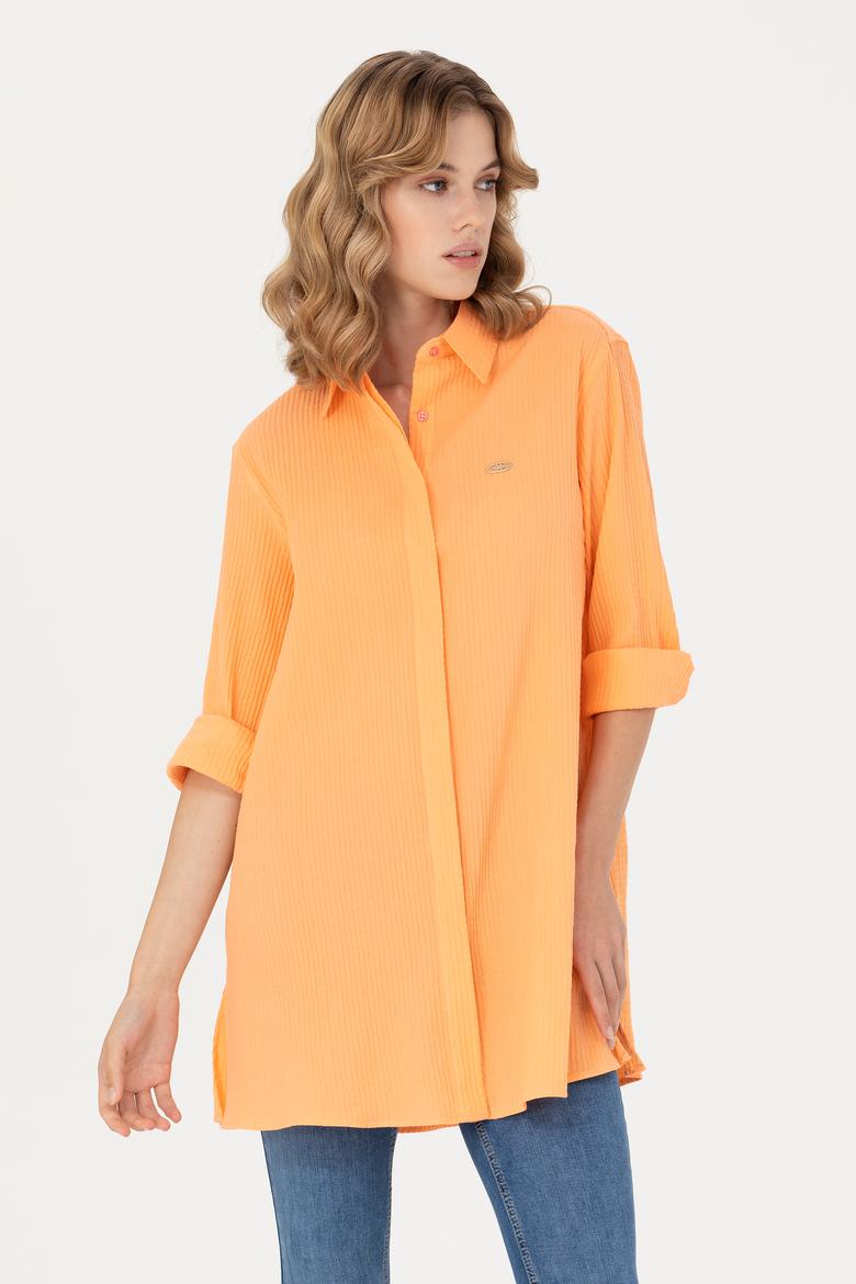 Kadın Somon Uzun Kollu Gömlek