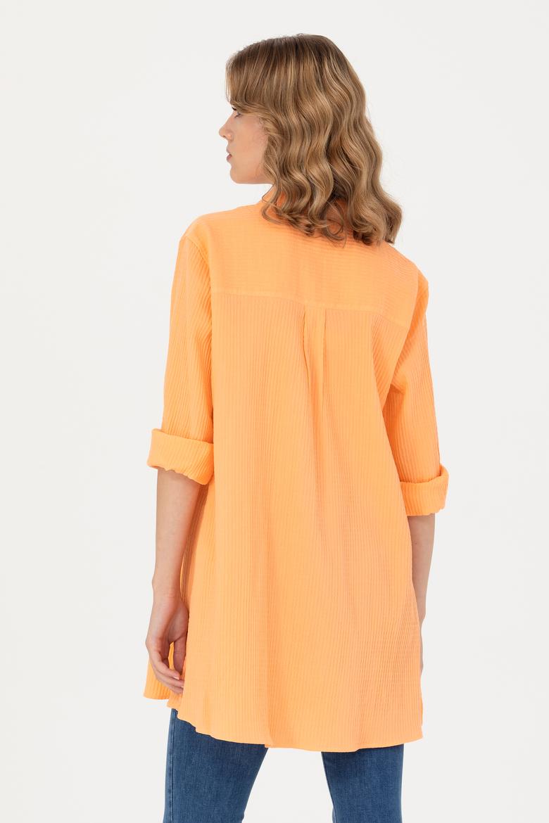 Kadın Somon Uzun Kollu Gömlek - 50269732019