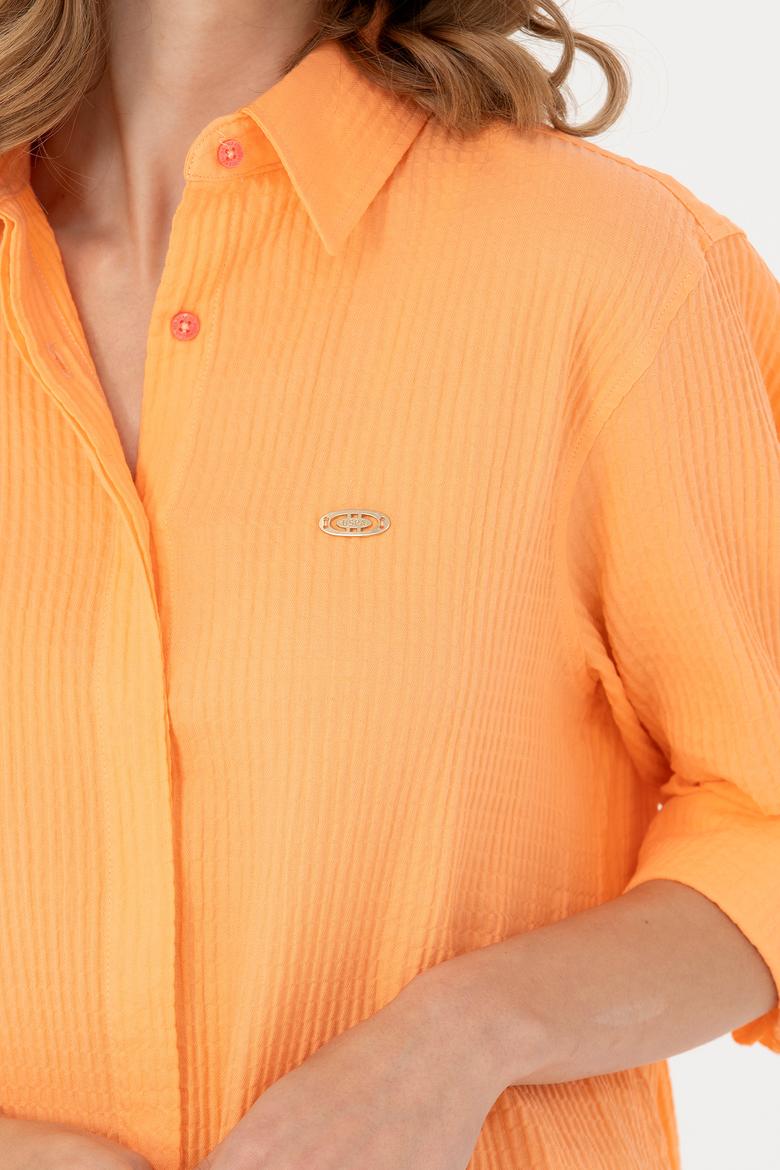 Kadın Somon Uzun Kollu Gömlek - 50269732019