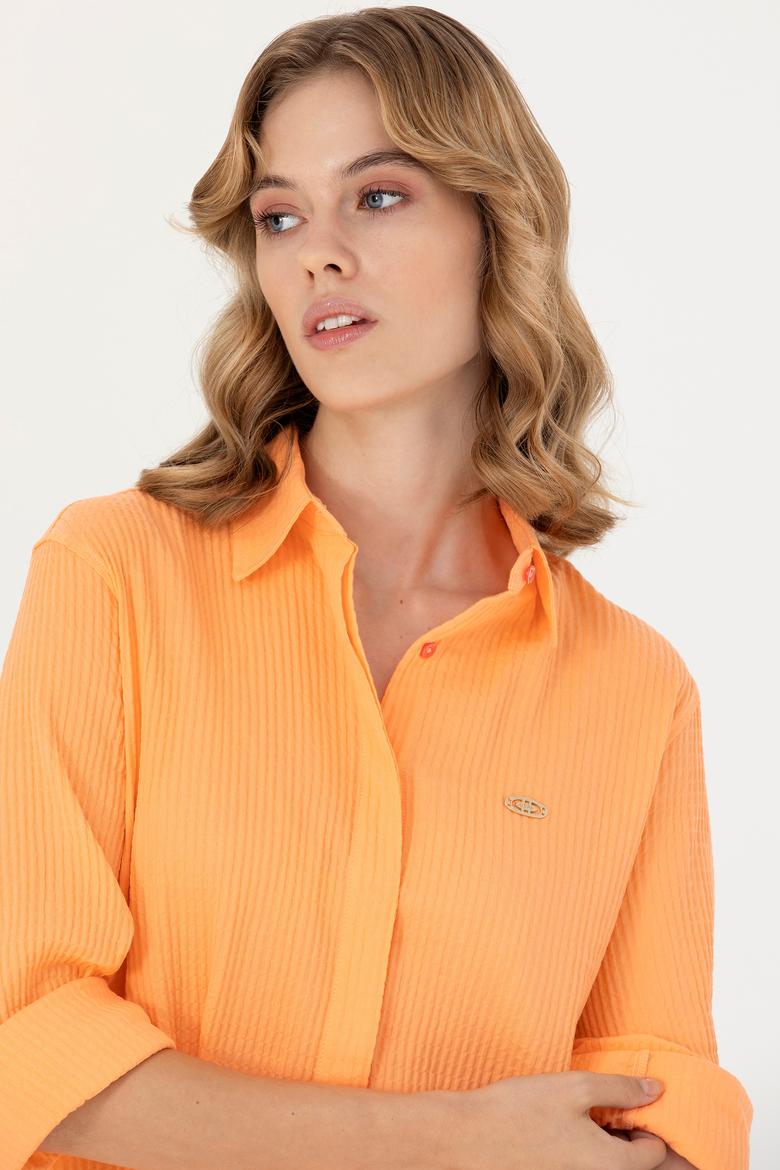 Kadın Somon Uzun Kollu Gömlek - 50269732019