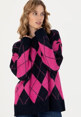 Kadın Lacivert Bisiklet Yaka Kazak - 50270431010