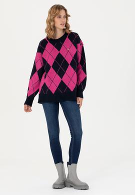 Kadın Lacivert Bisiklet Yaka Kazak - 50270431010