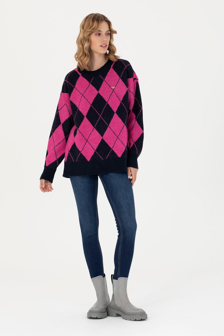 Kadın Lacivert Bisiklet Yaka Kazak - 50270431010