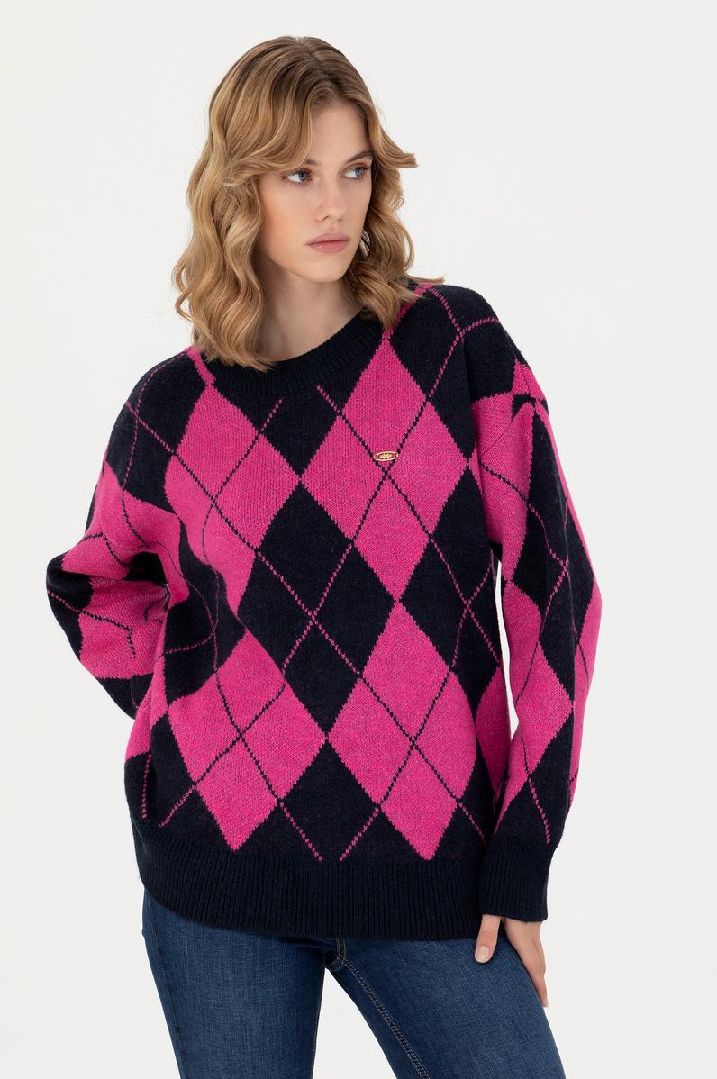 Kadın Lacivert Bisiklet Yaka Kazak