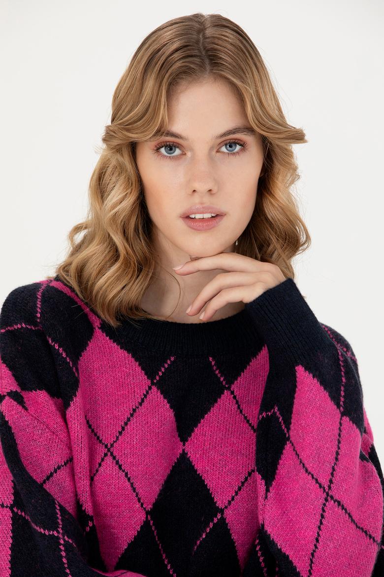 Kadın Lacivert Bisiklet Yaka Kazak - 50270431010