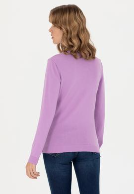 Kadın Manolya V Yaka Basic Kazak - 50276570043