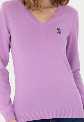 Kadın Manolya V Yaka Basic Kazak - 50276570043